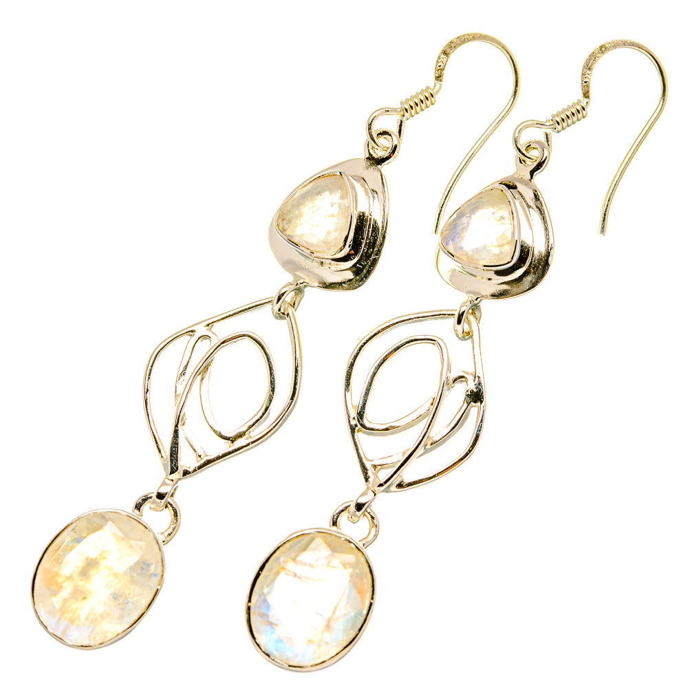 Rainbow Moonstone Earrings handcrafted by Ana Silver Co - EARR419298