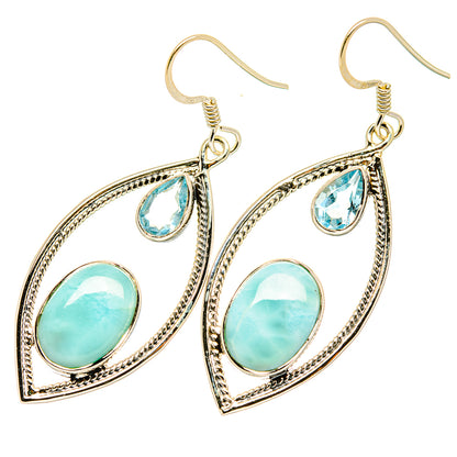 Larimar, Blue Topaz Earrings handcrafted by Ana Silver Co - EARR419301