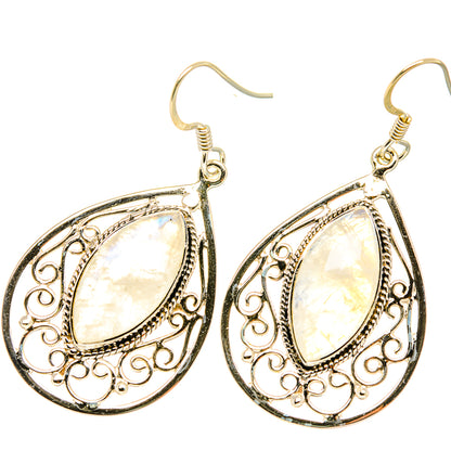 Rainbow Moonstone Earrings handcrafted by Ana Silver Co - EARR419306