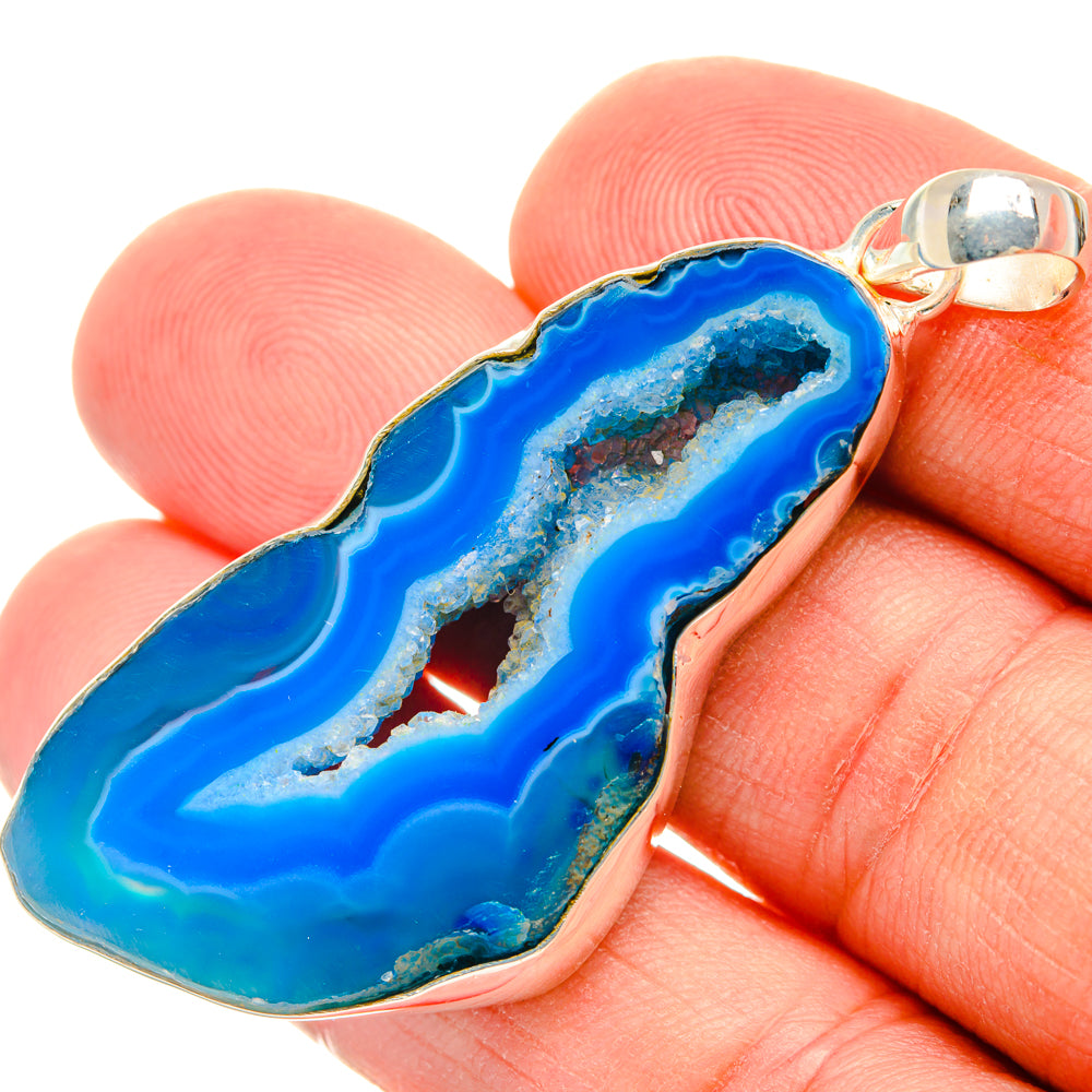 Blue Geode Slice Pendants handcrafted by Ana Silver Co - PD29049