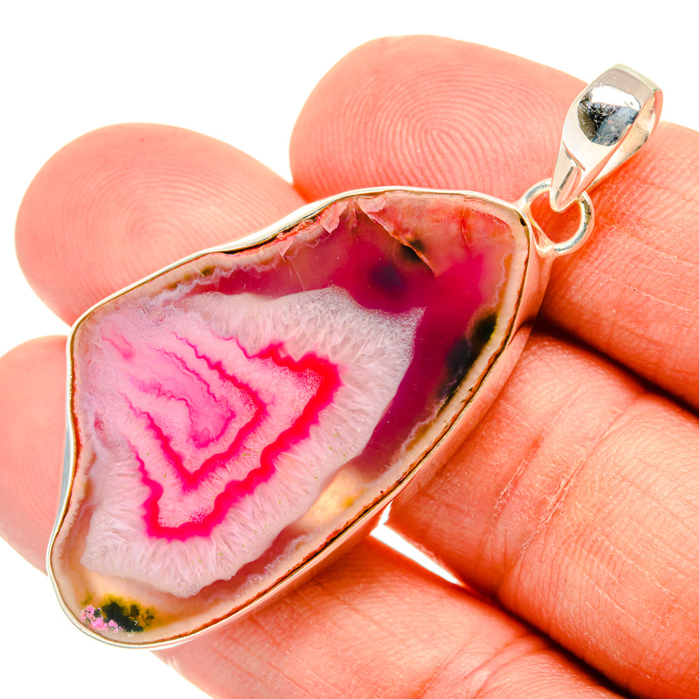 Pink Geode Slice Pendants handcrafted by Ana Silver Co - PD29173