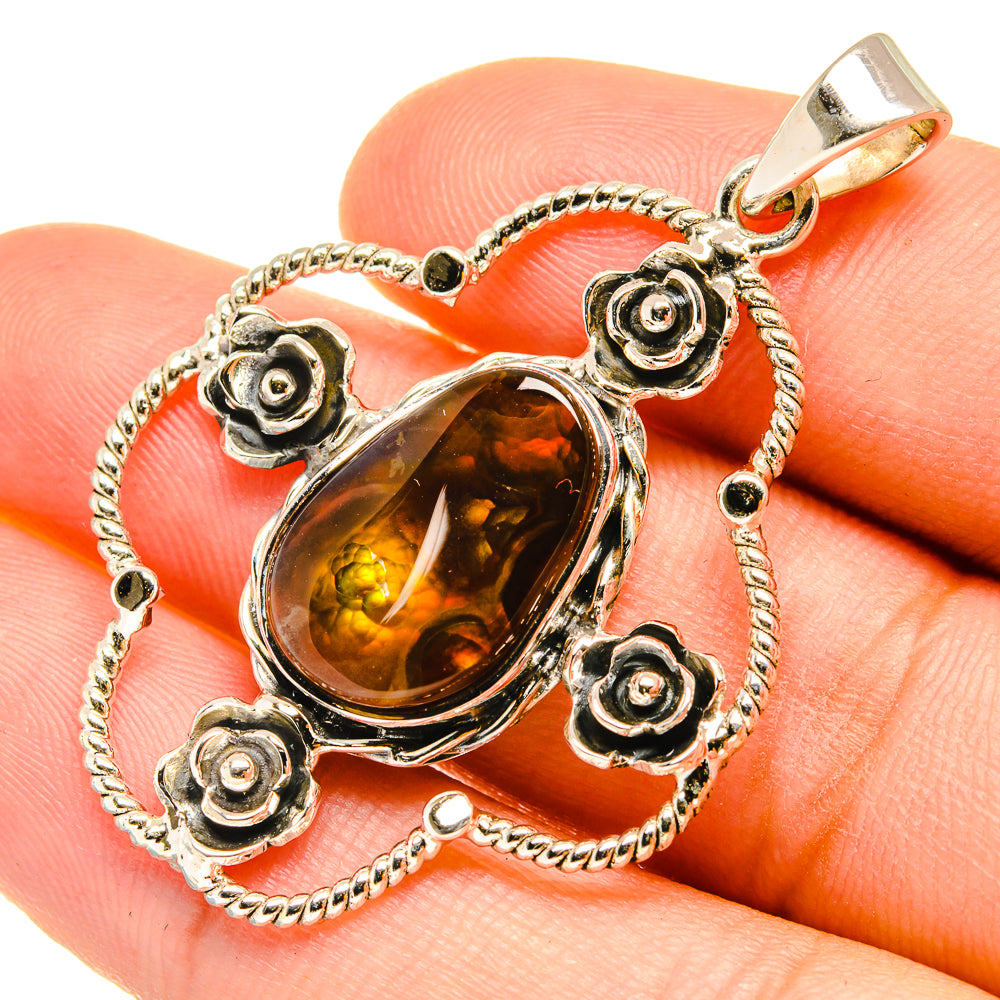 Mexican Fire Agate Pendants handcrafted by Ana Silver Co - PD7103