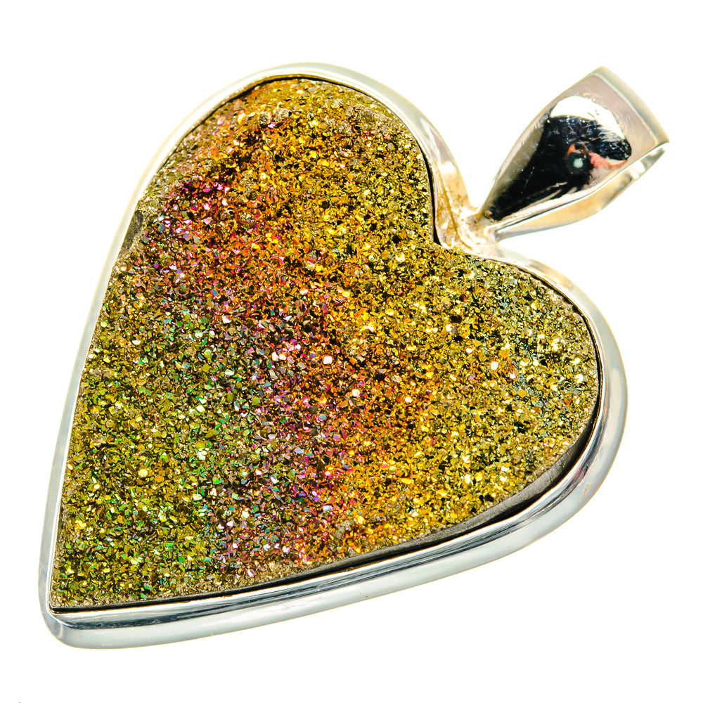 Spectro Pyrite Druzy Pendant 1 1/2