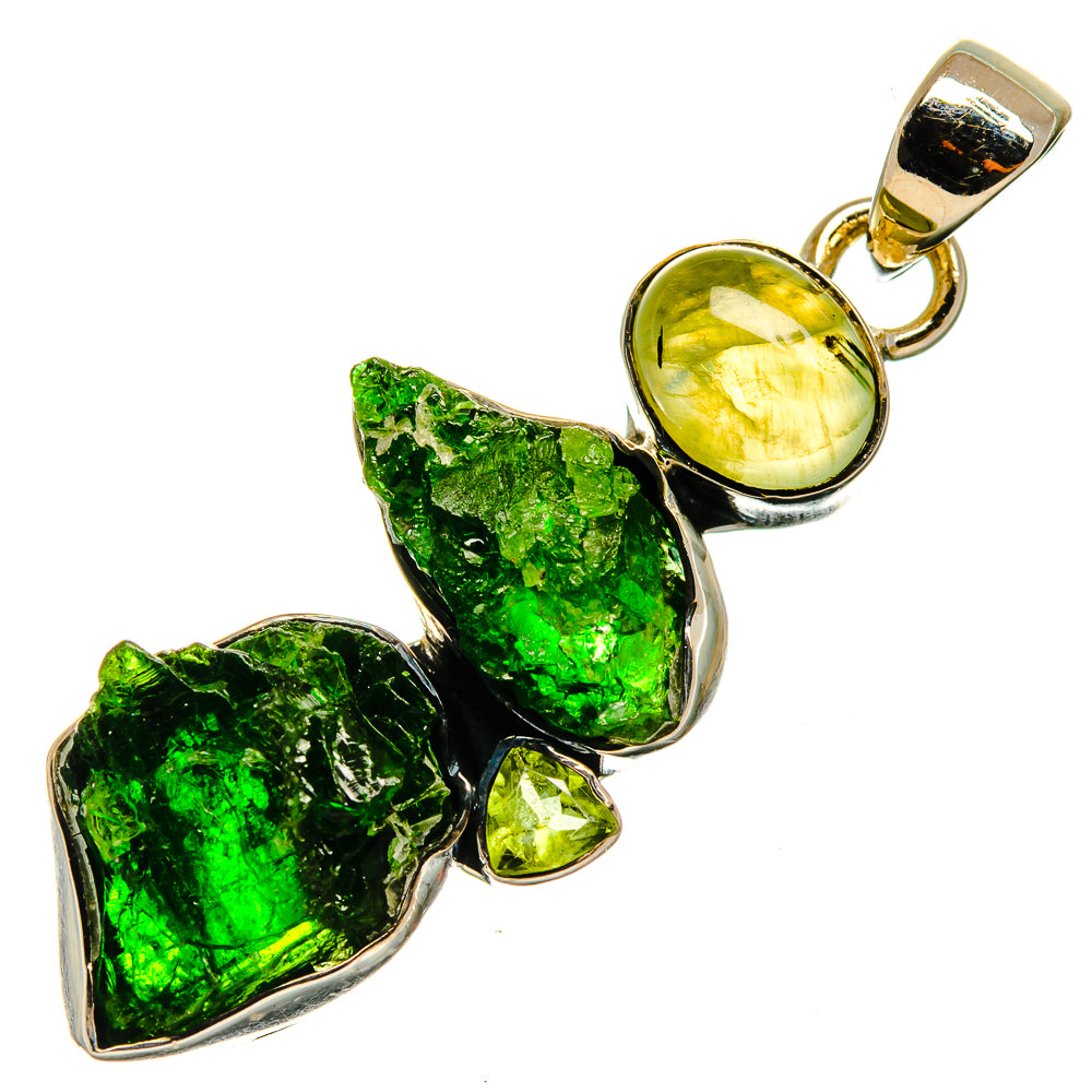 Rough Chrome Diopside, Peridot, retail Prehnite Pendant 1 3/4