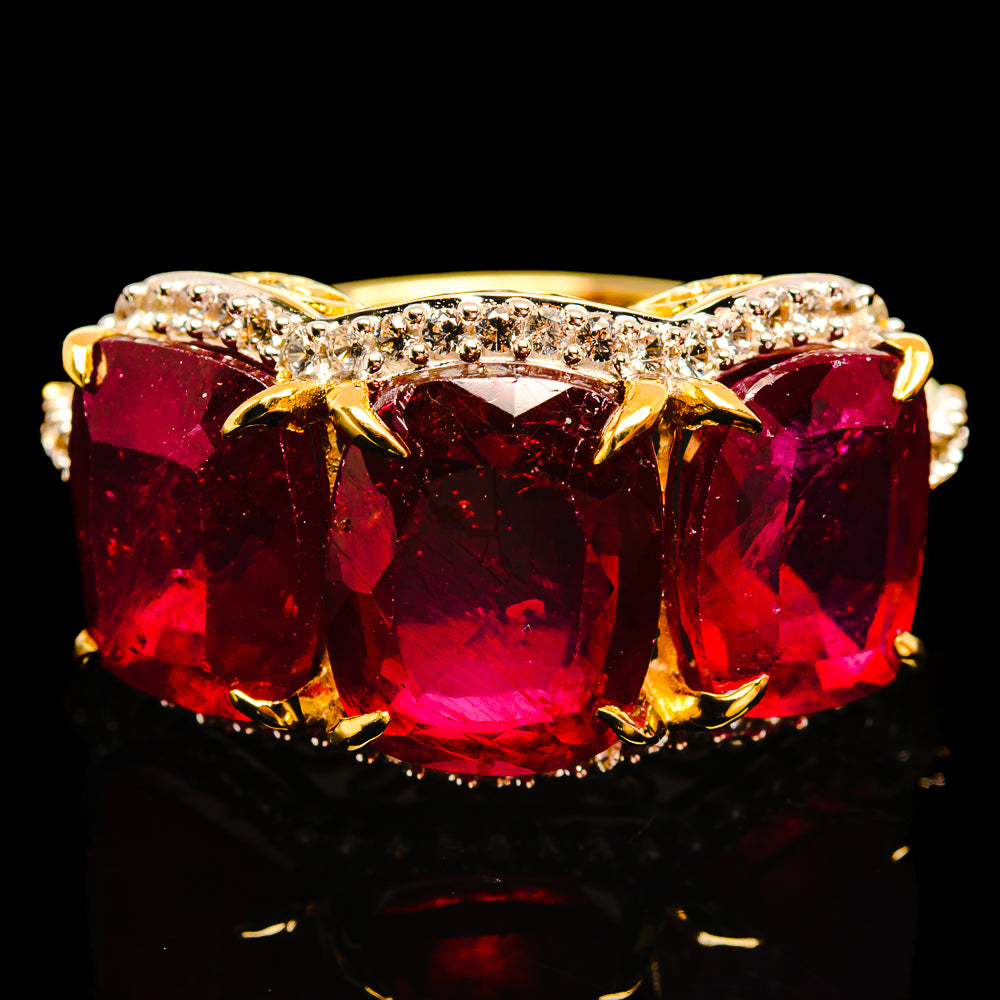 Glass Filled Ruby, White Sapphire Ring Size 8 (14K Yellow Gold) R17678-RBY