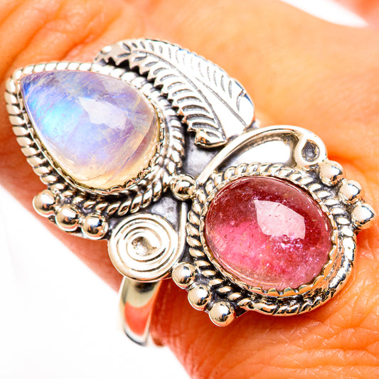Rainbow Moonstone Rings handcrafted by Ana Silver Co - RING112372