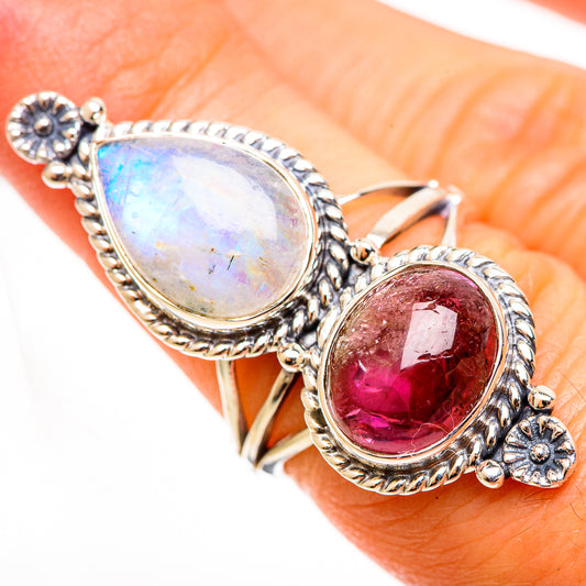 Rainbow Moonstone Rings handcrafted by Ana Silver Co - RING112778