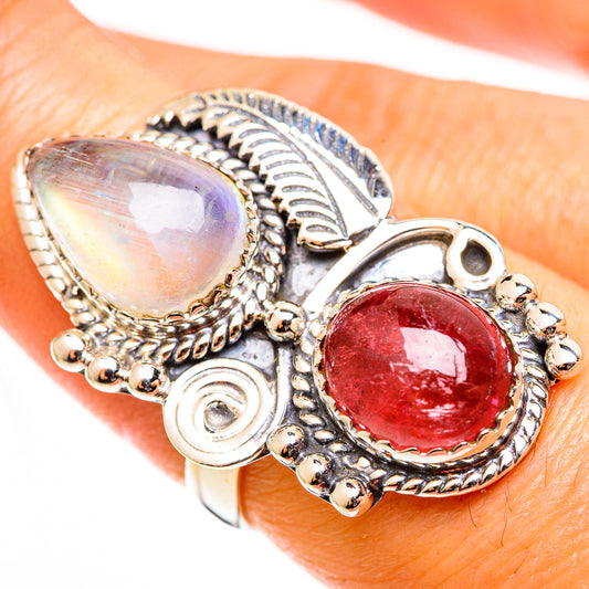 Rainbow Moonstone Rings handcrafted by Ana Silver Co - RING112859