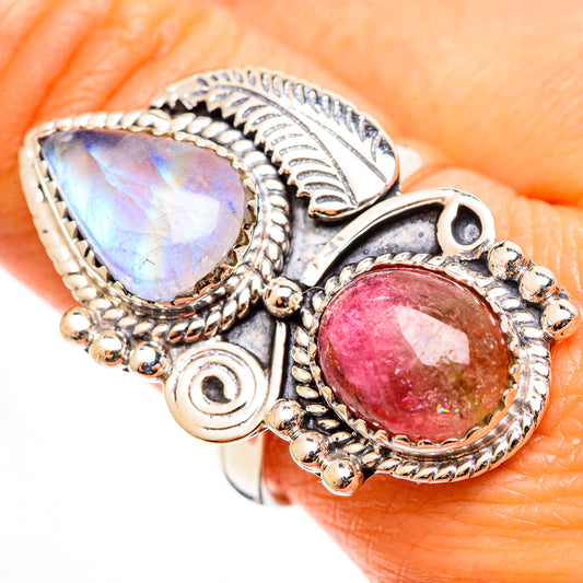 Rainbow Moonstone Rings handcrafted by Ana Silver Co - RING112891