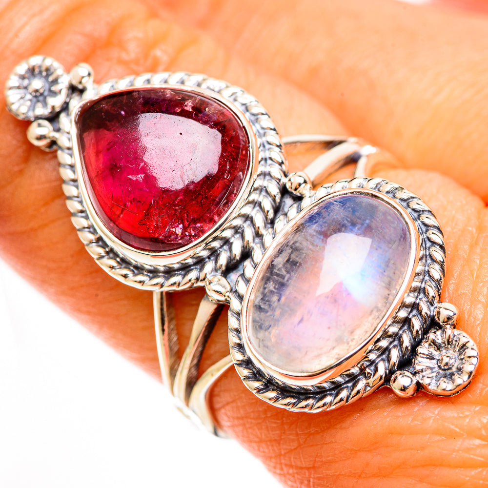 Rainbow Moonstone Rings handcrafted by Ana Silver Co - RING112943