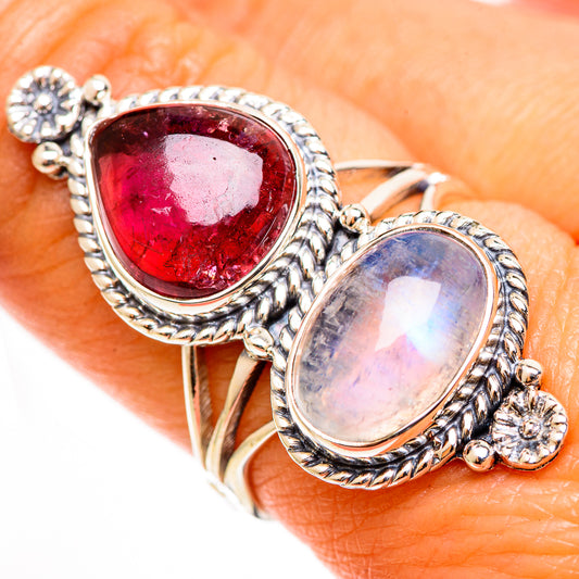 Rainbow Moonstone Rings handcrafted by Ana Silver Co - RING112943