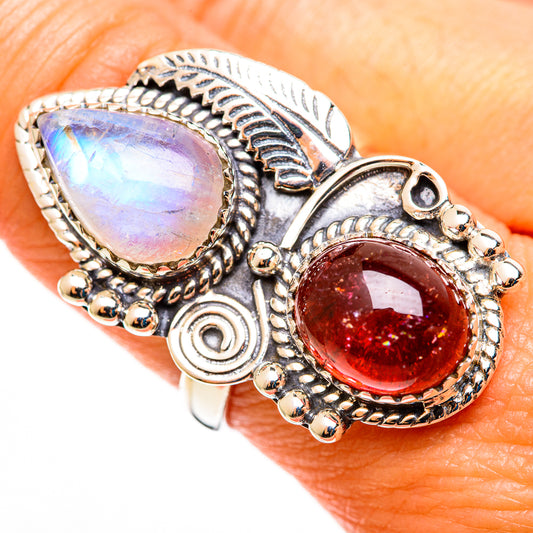 Rainbow Moonstone Rings handcrafted by Ana Silver Co - RING113292