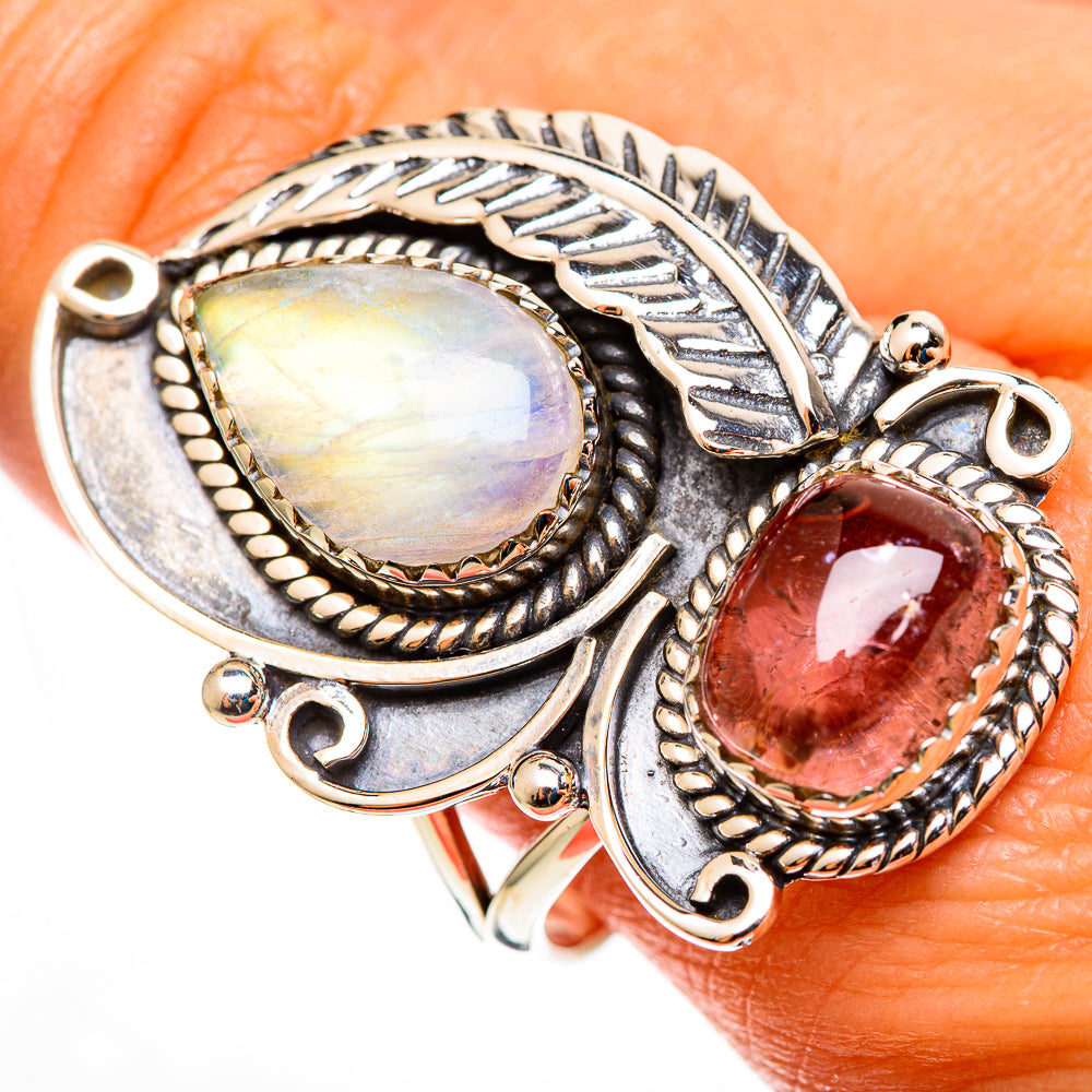 Rainbow Moonstone Rings handcrafted by Ana Silver Co - RING113293