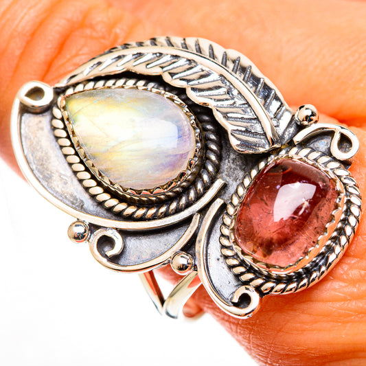 Rainbow Moonstone Rings handcrafted by Ana Silver Co - RING113293