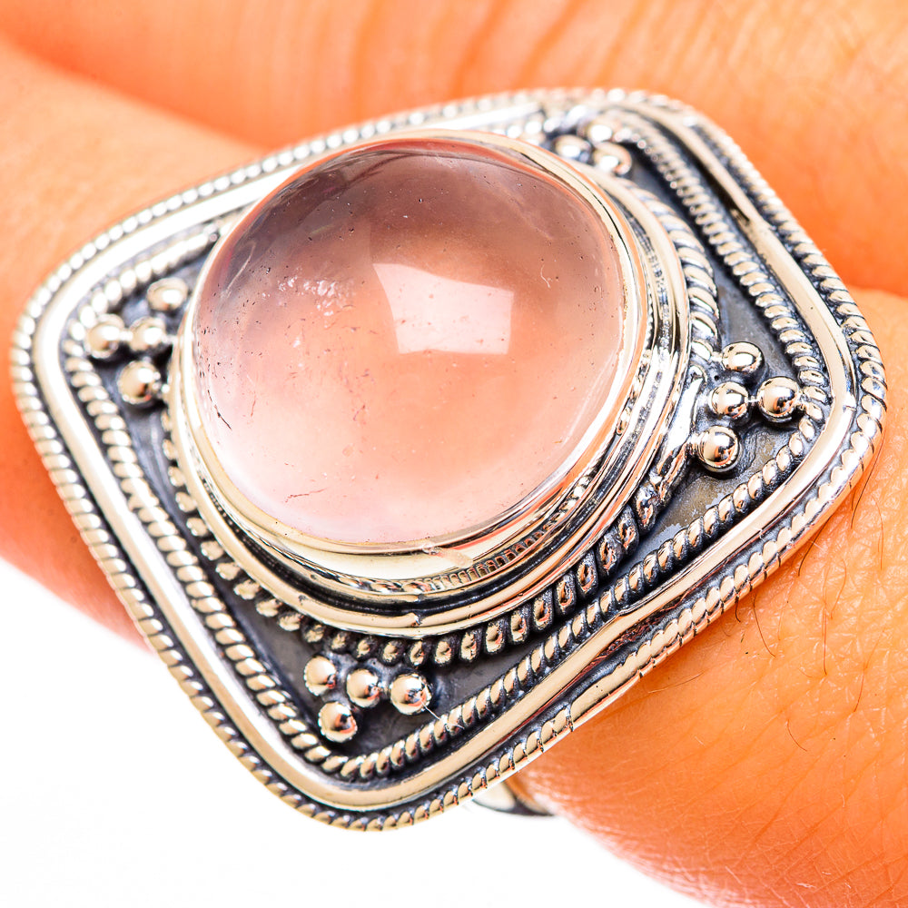Rose Quartz Rings handcrafted by Ana Silver Co - RING121828