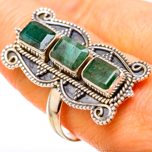 Zambian Emerald Rings handcrafted by Ana Silver Co - RING128655