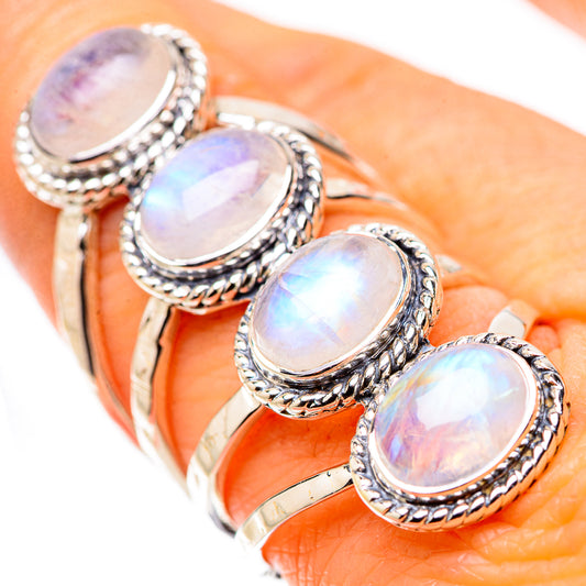 Rainbow Moonstone Rings handcrafted by Ana Silver Co - RING134505