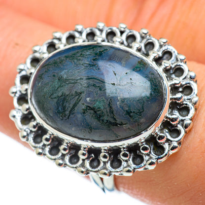 Green Moss Agate Rings handcrafted by Ana Silver Co - RING47657