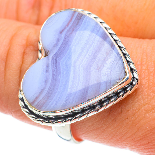 Blue Lace Agate Rings handcrafted by Ana Silver Co - RING63442