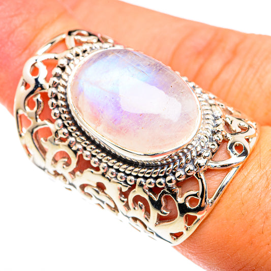 Rainbow Moonstone Rings handcrafted by Ana Silver Co - RING74934