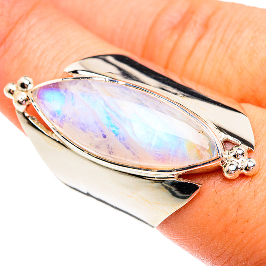 Rainbow Moonstone Rings handcrafted by Ana Silver Co - RING74936