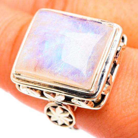 Rainbow Moonstone Rings handcrafted by Ana Silver Co - RING74938