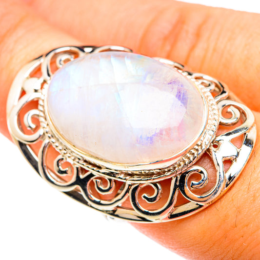 Rainbow Moonstone Rings handcrafted by Ana Silver Co - RING74939