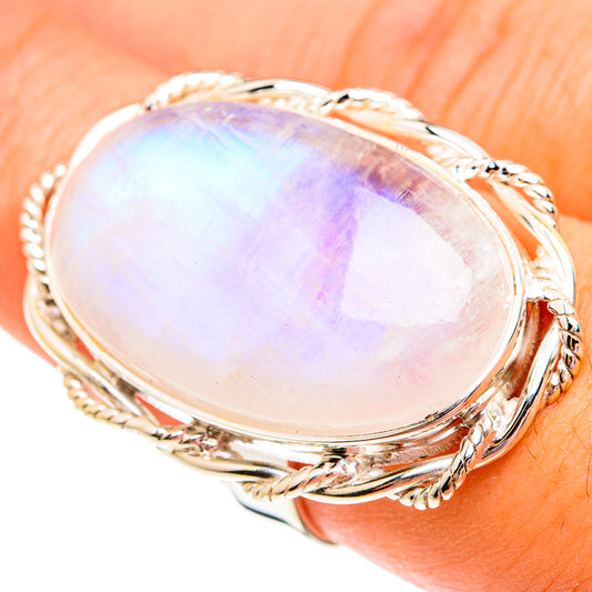 Rainbow Moonstone Rings handcrafted by Ana Silver Co - RING74941