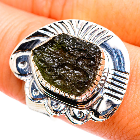 Czech Moldavite Rings handcrafted by Ana Silver Co - RING74968