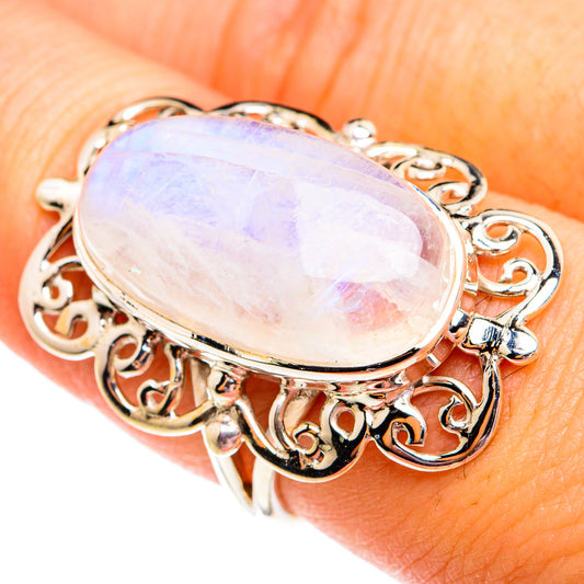 Rainbow Moonstone Rings handcrafted by Ana Silver Co - RING74972