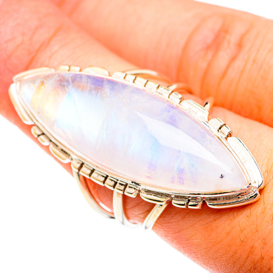 Rainbow Moonstone Rings handcrafted by Ana Silver Co - RING74973