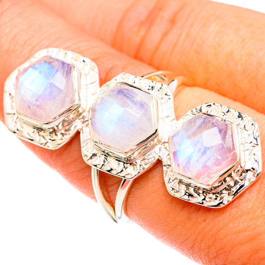 Rainbow Moonstone Rings handcrafted by Ana Silver Co - RING74974