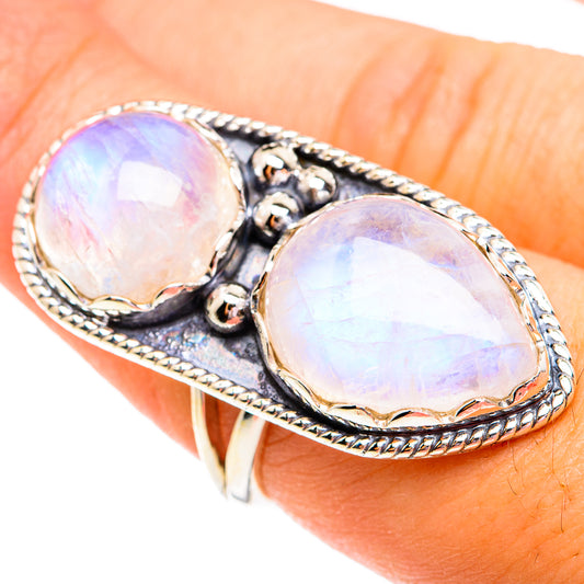 Rainbow Moonstone Rings handcrafted by Ana Silver Co - RING74977