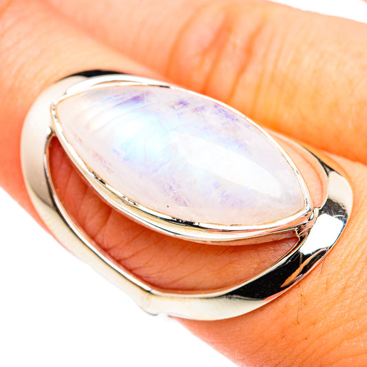 Rainbow Moonstone Rings handcrafted by Ana Silver Co - RING74978