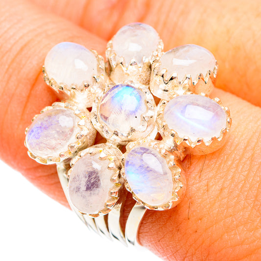 Rainbow Moonstone Rings handcrafted by Ana Silver Co - RING75006