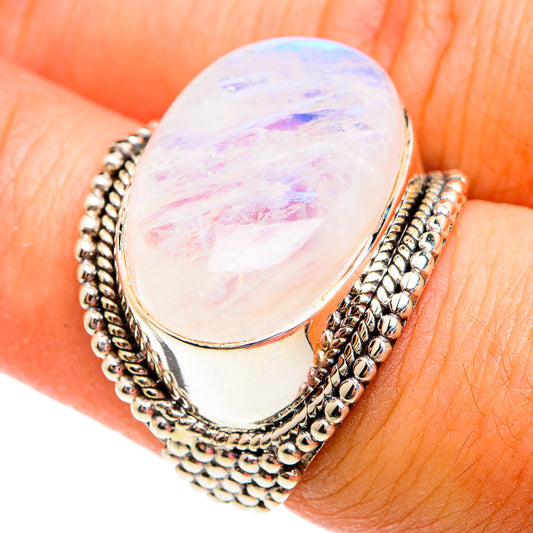 Rainbow Moonstone Rings handcrafted by Ana Silver Co - RING75007