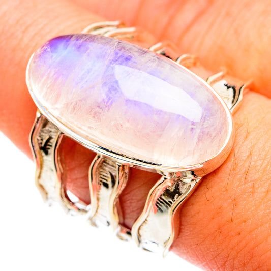 Rainbow Moonstone Rings handcrafted by Ana Silver Co - RING75010