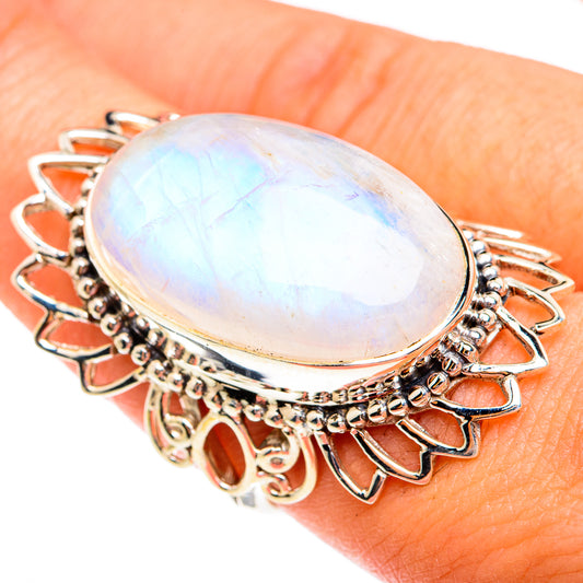 Rainbow Moonstone Rings handcrafted by Ana Silver Co - RING75012