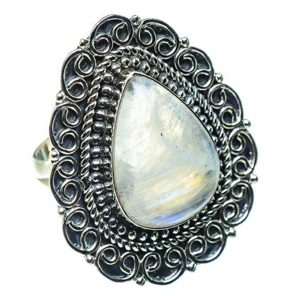 Rainbow Moonstone Rings handcrafted by Ana Silver Co - RING43855