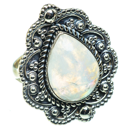 Rainbow Moonstone Rings handcrafted by Ana Silver Co - RING44665