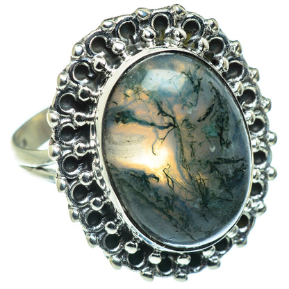 Green Moss Agate Rings handcrafted by Ana Silver Co - RING47657