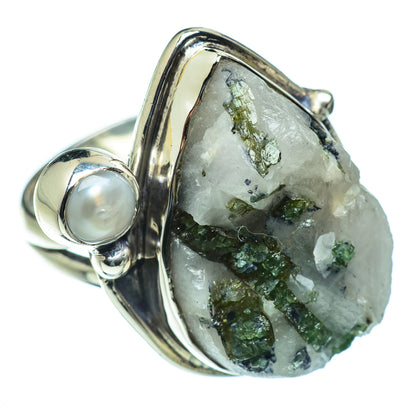 Green Tourmaline In Quartz Rings handcrafted by Ana Silver Co - RING50133