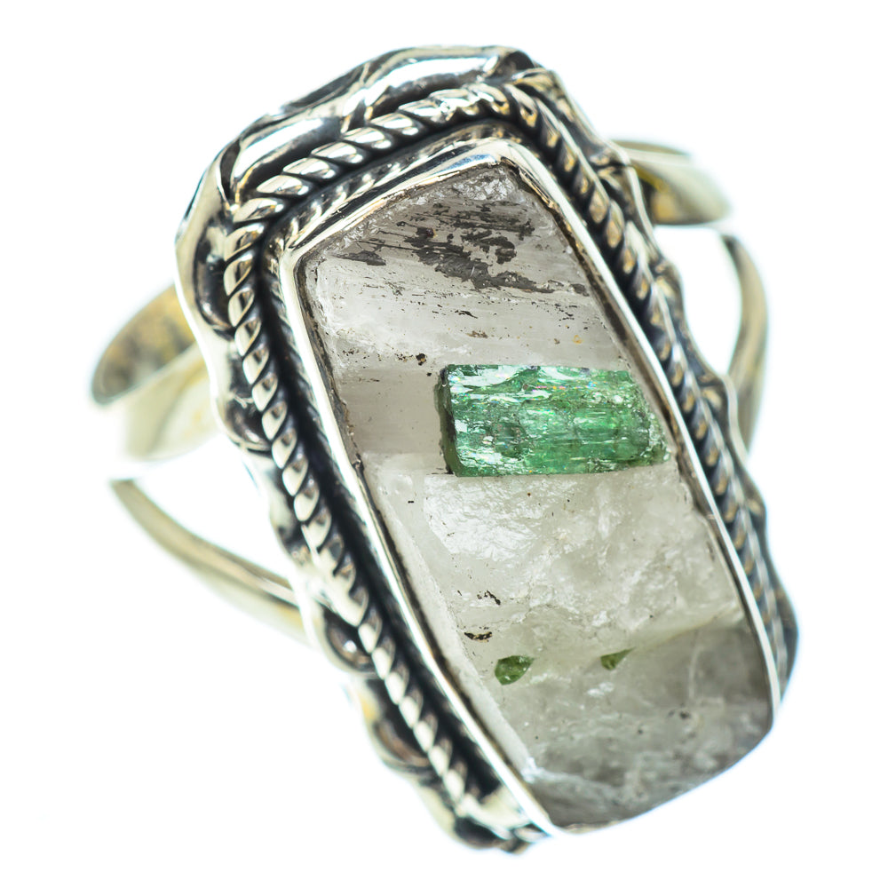 Green Tourmaline In Quartz Rings handcrafted by Ana Silver Co - RING56916