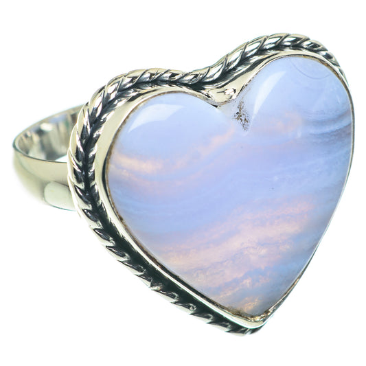 Blue Lace Agate Rings handcrafted by Ana Silver Co - RING63442