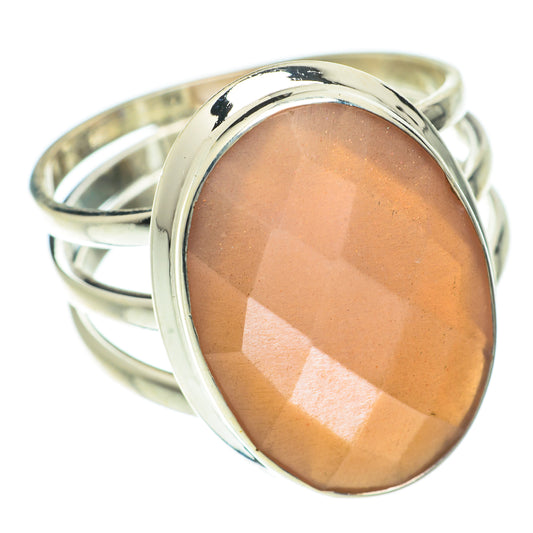 Peach Moonstone Rings handcrafted by Ana Silver Co - RING64546