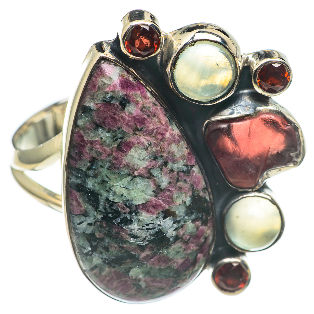 Russian Eudialyte, Garnet, Prehnite Rings handcrafted by Ana Silver Co - RING69245