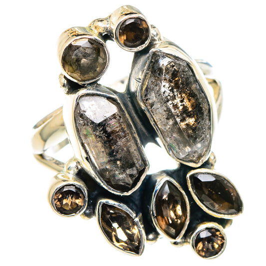 Herkimer Diamond, Smoky Quartz Rings handcrafted by Ana Silver Co - RING94910